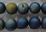 CAG6265 15 inches 14mm round plated druzy agate beads wholesale