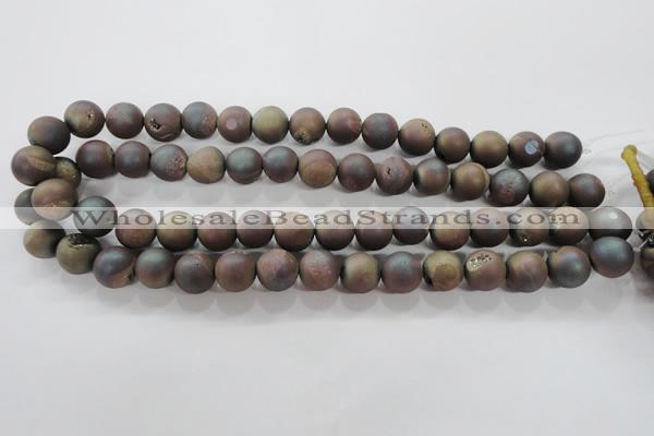 CAG6292 15 inches 8mm round plated druzy agate beads wholesale