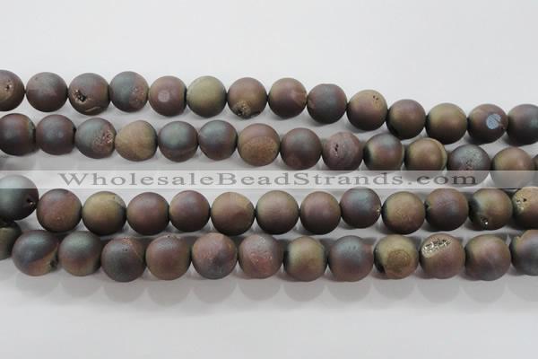 CAG6296 15 inches 16mm round plated druzy agate beads wholesale