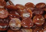 CAG631 15.5 inches 14mm coin natural fire agate beads wholesale