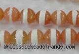 CAG6350 15 inches 8mm faceted round tibetan agate gemstone beads