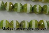 CAG6358 15 inches 8mm faceted round tibetan agate gemstone beads