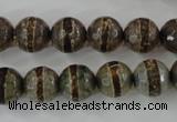 CAG6366 15 inches 8mm faceted round tibetan agate gemstone beads