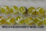 CAG6371 15 inches 10mm faceted round tibetan agate gemstone beads