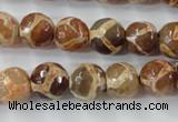 CAG6378 15 inches 8mm faceted round tibetan agate gemstone beads