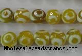 CAG6387 15 inches 8mm faceted round tibetan agate gemstone beads