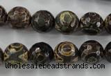 CAG6399 15 inches 12mm faceted round tibetan agate gemstone beads