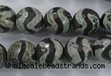 CAG6402 15 inches 14mm faceted round tibetan agate gemstone beads