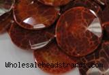 CAG641 15.5 inches 35mm faceted coin natural fire agate beads