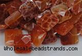 CAG649 15.5 inches 10*10mm faceted square natural fire agate beads