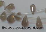 CAG6544 Top-drilled 6*10mm faceted teardrop Brazilian grey agate beads