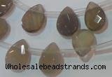 CAG6546 Top-drilled 10*14mm briolette Brazilian grey agate beads