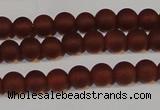 CAG6551 15.5 inches 5mm round matte red agate beads wholesale