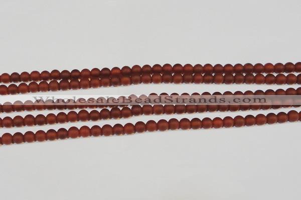 CAG6551 15.5 inches 5mm round matte red agate beads wholesale