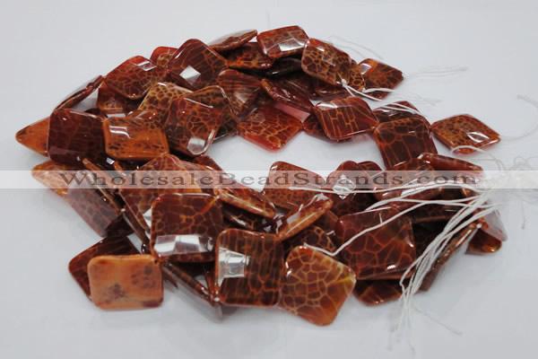 CAG657 15.5 inches 25*25mm faceted rhombic natural fire agate beads