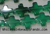 CAG6634 15.5 inches 10*10mm cross green agate gemstone beads