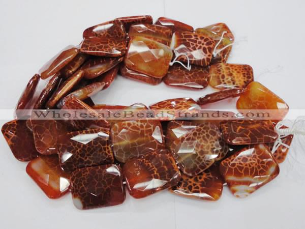 CAG666 15.5 inches 30*40mm faceted rectangle natural fire agate beads