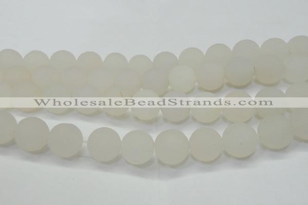 CAG6685 15 inches 18mm round white pilates agate beads