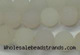 CAG6687 15 inches 8mm round white pilates agate beads