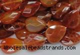 CAG670 15.5 inches 13*18mm faceted flat teardrop natural fire agate beads