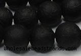 CAG6742 15 inches 12mm round black pilates agate beads