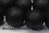 CAG6744 15 inches 16mm round black pilates agate beads