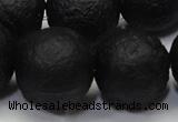 CAG6745 15 inches 18mm round black pilates agate beads