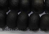 CAG6748 15 inches 10*14mm rondelle black pilates agate beads