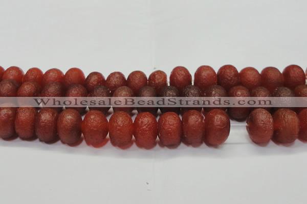 CAG6750 15 inches 10*14mm rondelle red pilates agate beads