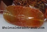 CAG681 15.5 inches 25*50mm faceted freeform natural fire agate beads