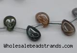 CAG6838 Top drilled 8*12mm flat teardrop Indian agate beads