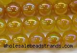 CAG7123 15.5 inches 10mm round AB-color yellow agate gemstone beads