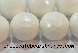 CAG7188 15.5 inches 20mm faceted round white agate gemstone beads