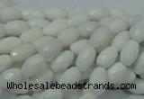 CAG720 15.5 inches 6*8mm faceted rice white agate gemstone beads