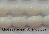 CAG7202 15.5 inches 8*12mm rice white agate gemstone beads