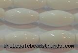 CAG7205 15.5 inches 8*16mm rice white agate gemstone beads