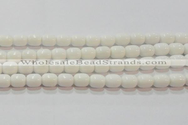 CAG7211 15.5 inches 10*12mm drum white agate gemstone beads