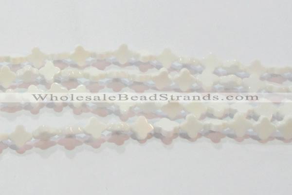 CAG7218 15.5 inches 12*12mm flower white agate gemstone beads