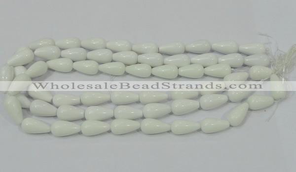 CAG722 15.5 inches 10*20mm teardrop white agate gemstone beads