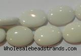 CAG7240 15.5 inches 10*14mm oval white agate gemstone beads