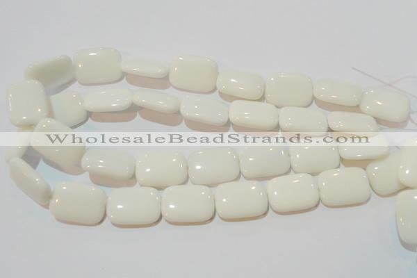 CAG7248 15.5 inches 15*20mm rectangle white agate gemstone beads