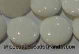 CAG7253 15.5 inches 14mm flat round white agate gemstone beads