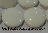 CAG7255 15.5 inches 18mm flat round white agate gemstone beads