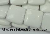 CAG726 15.5 inches 20*20mm square white agate gemstone beads