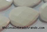 CAG7269 15.5 inches 20*30mm faceted flat teardrop white agate beads