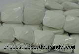 CAG727 15.5 inches 15*20mm twisted faceted rectangle white agate beads