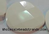 CAG7271 15.5 inches 40*50mm faceted flat teardrop white agate beads