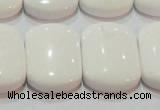 CAG7275 15.5 inches 18*25mm rectangle double drilled white agate beads