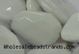 CAG730 15.5 inches 20*30mm faceted freeform white agate beads