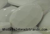 CAG731 15.5 inches 30*45mm faceted freeform white agate beads